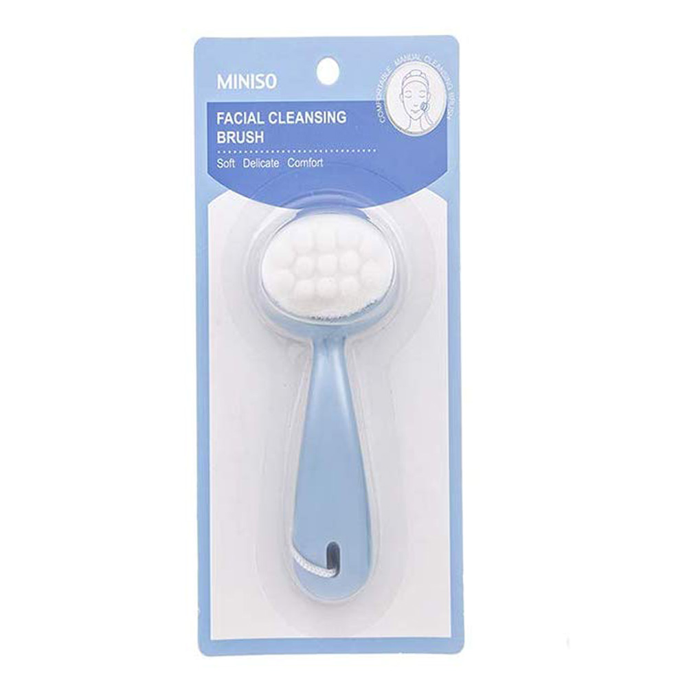 Cọ rửa mặt Nhật Bản tay cầm cong MINISO FACIAL CLEANSING BRUSH với đầu cọ chứa hơn 400.000 vi sợi giúp làm sạch da mặt đến tận lỗ chân lông - MNS066