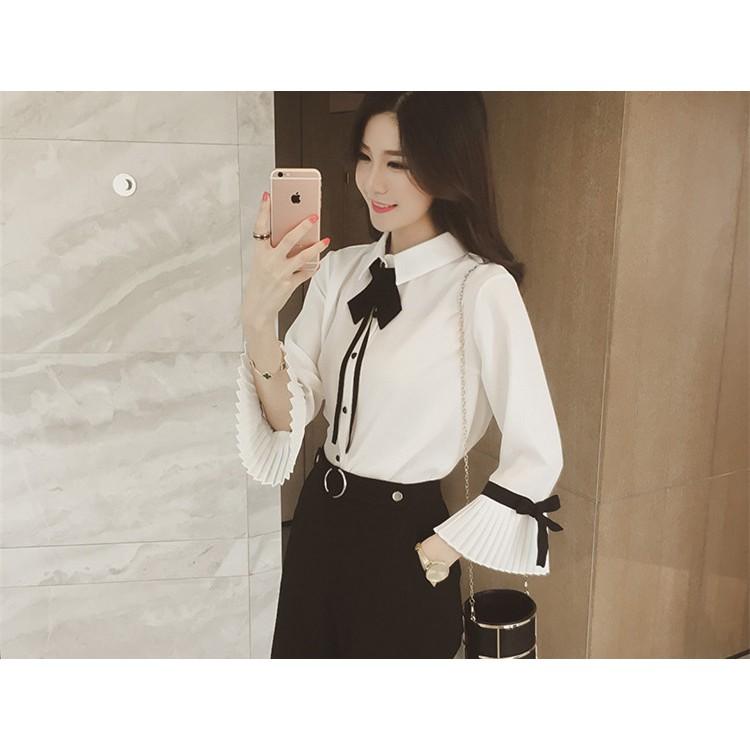Áo sơ mi công sở nữ dài tay kiểu Hàn Quốc