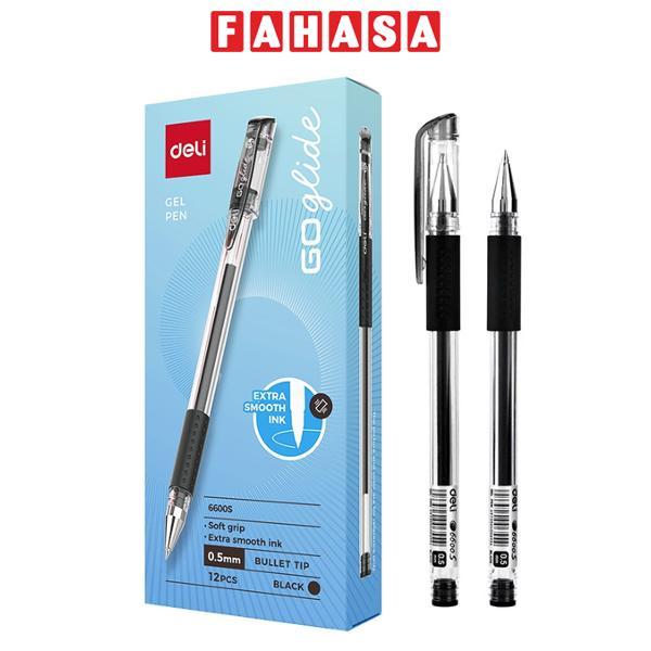 Hộp 12 Bút Gel 0.5 mm - Deli E6600S_DE - Mực Đen