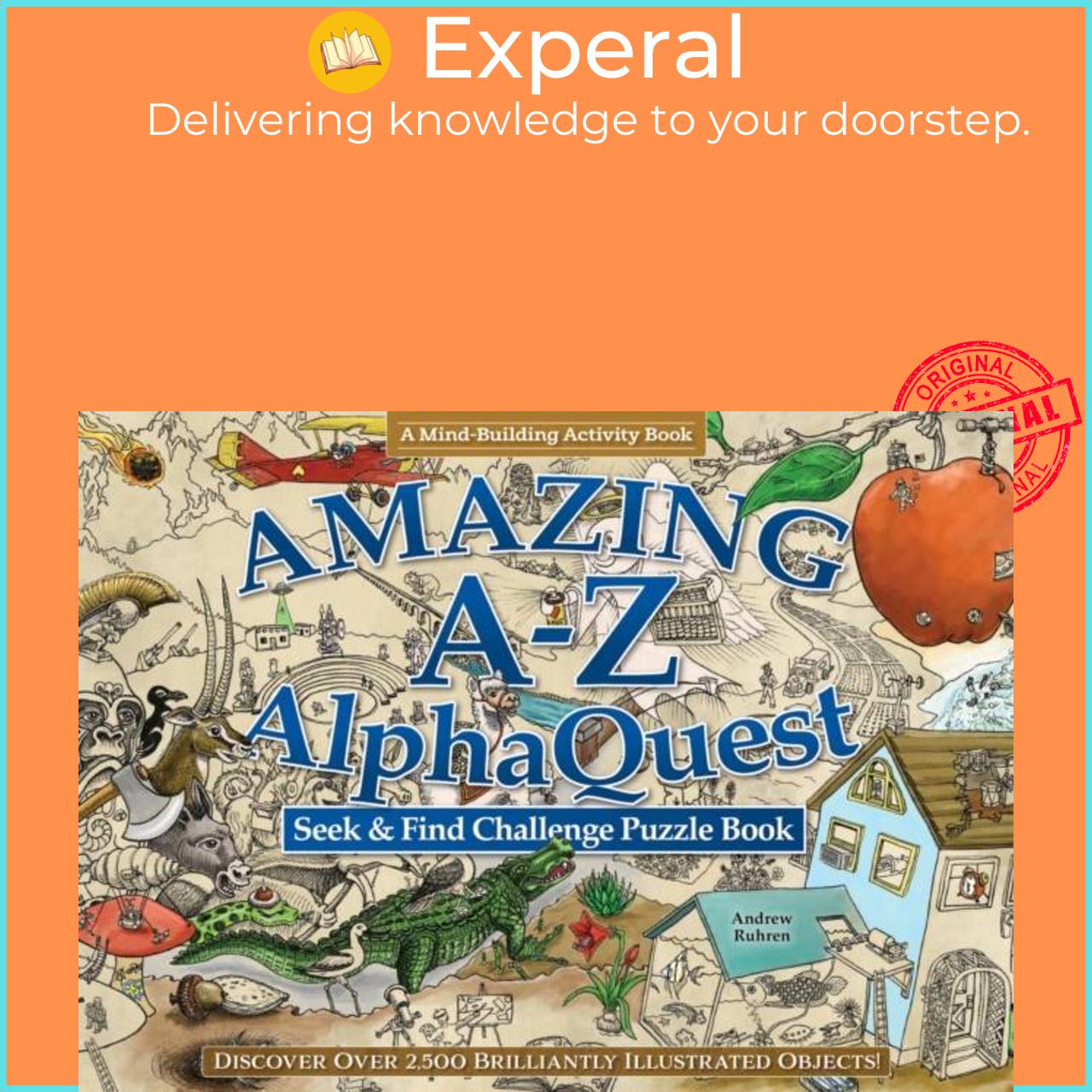 Sách - Amazing A-Z AlphaQuest Seek & Find Challenge Puzzle Book - Discover Over by Andrew Ruhren (UK edition, paperback)