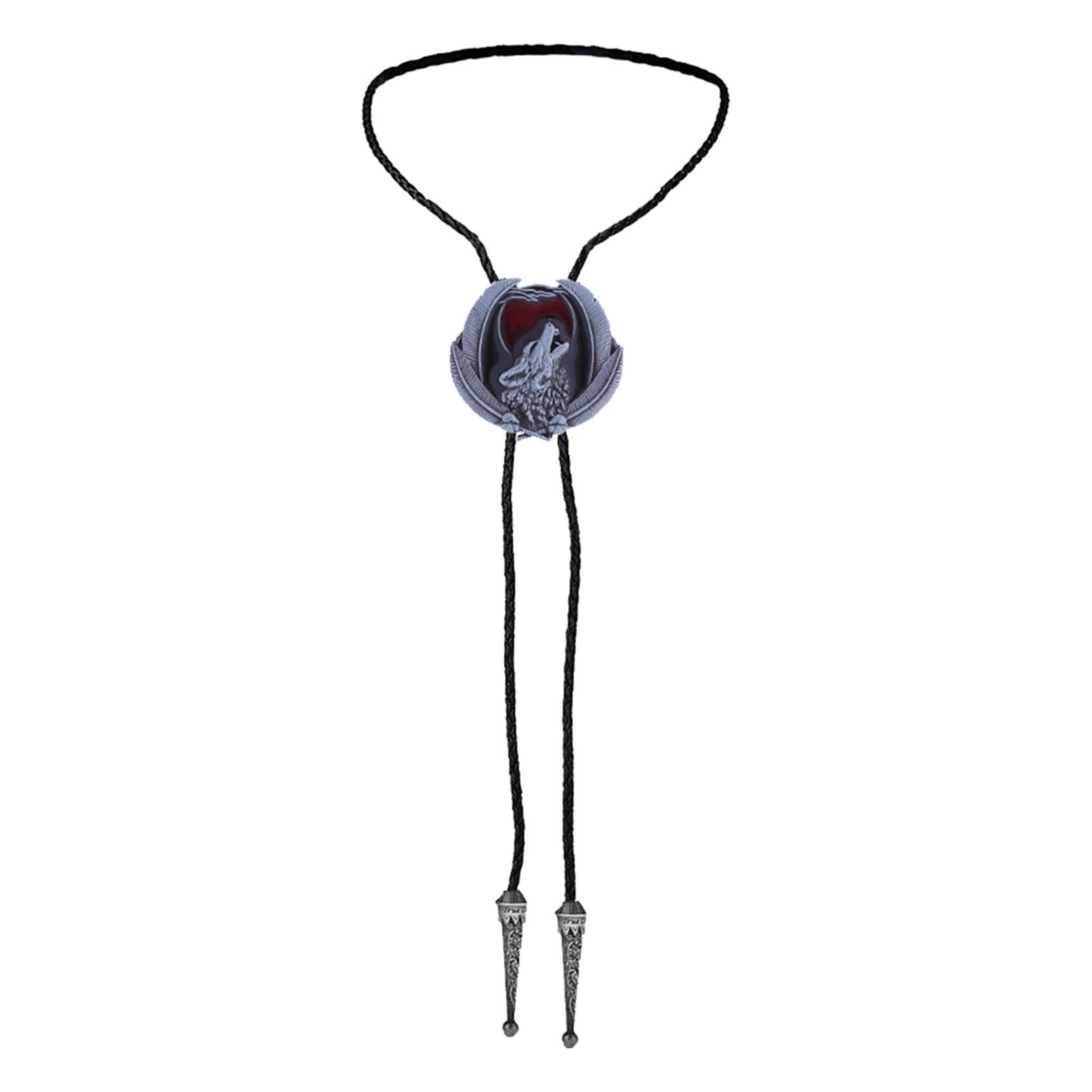 PU Western Bolo Tie Necktie Adjustable Women Men Pendant Costume Necklace
