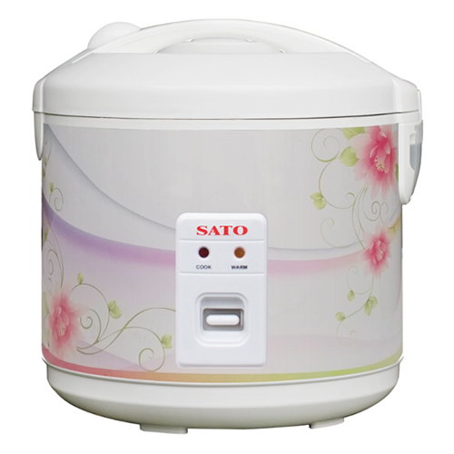 Nồi Cơm Điện Nắp Gài SATO VN-03ALPHA-ONL (1.8 Lít) - Trắng Hồng Họa Tiết In Hoa - Hàng Chính Hãng