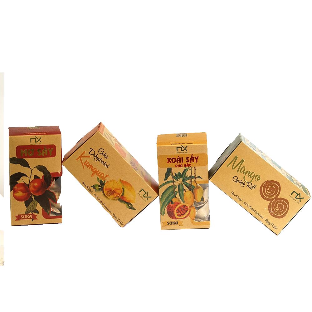 COMBO 4 HỘP MỨT SẤY NAM XANH ( MƠ, TẮC, XOÀI SẤY PHỦ GẤC, XOÀI CUỘN NẾP PHỒNG)