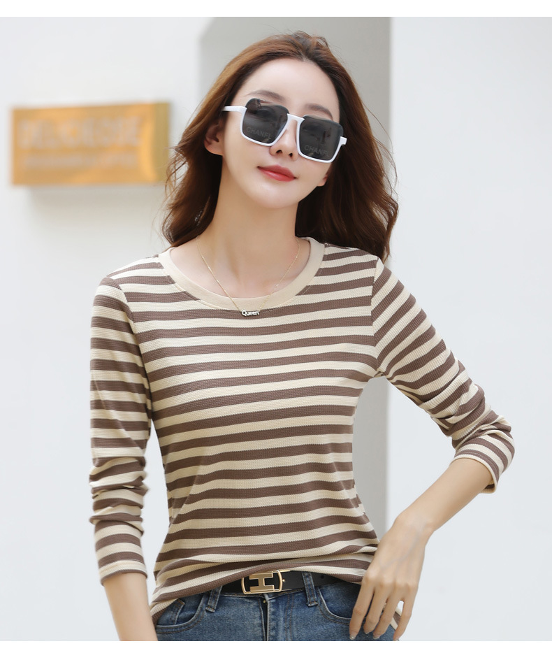 Áo Thun Dài Tay Sọc Ngang Cho Nữ Xuân Thu SM96 - Hàng Quảng Châu Cao Cấp