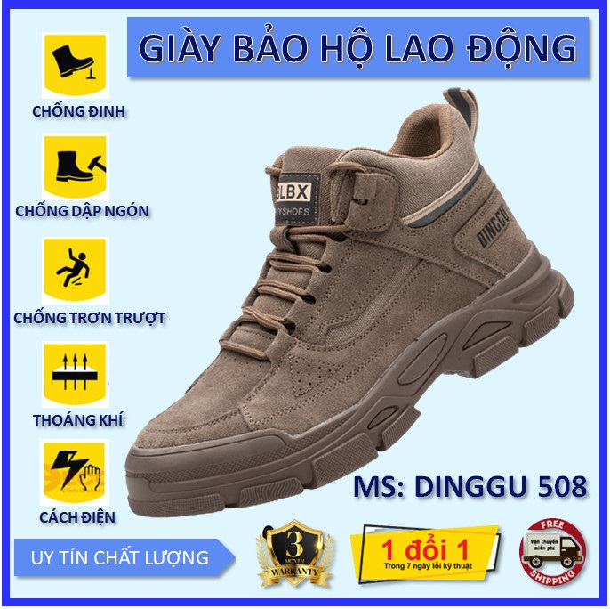 Giày bảo hộ lao động DINGGU 508, Kiểu dáng Nam tính Trẻ trung, Thời trang, Thoáng khí, Mũi giày bọc thép chống va đập, Đế giày có lớp thép chống xuyên thủng, Chống trơn trượt. Mẫu mới 2023