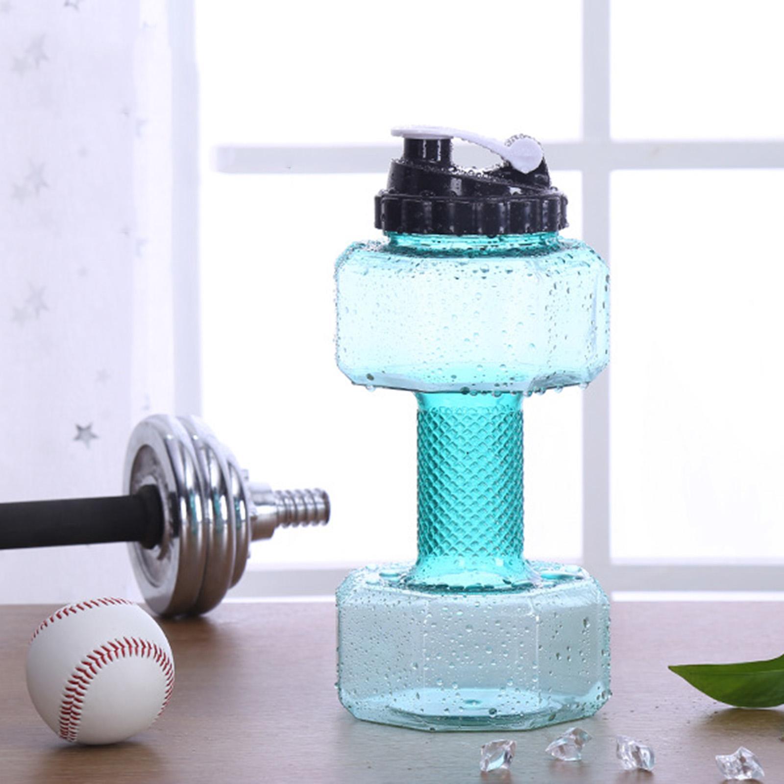 2x Dumbbell Bottle,Large Durable Portable Water Bottle Clear Camping Kettle Jug Cycling Barbell