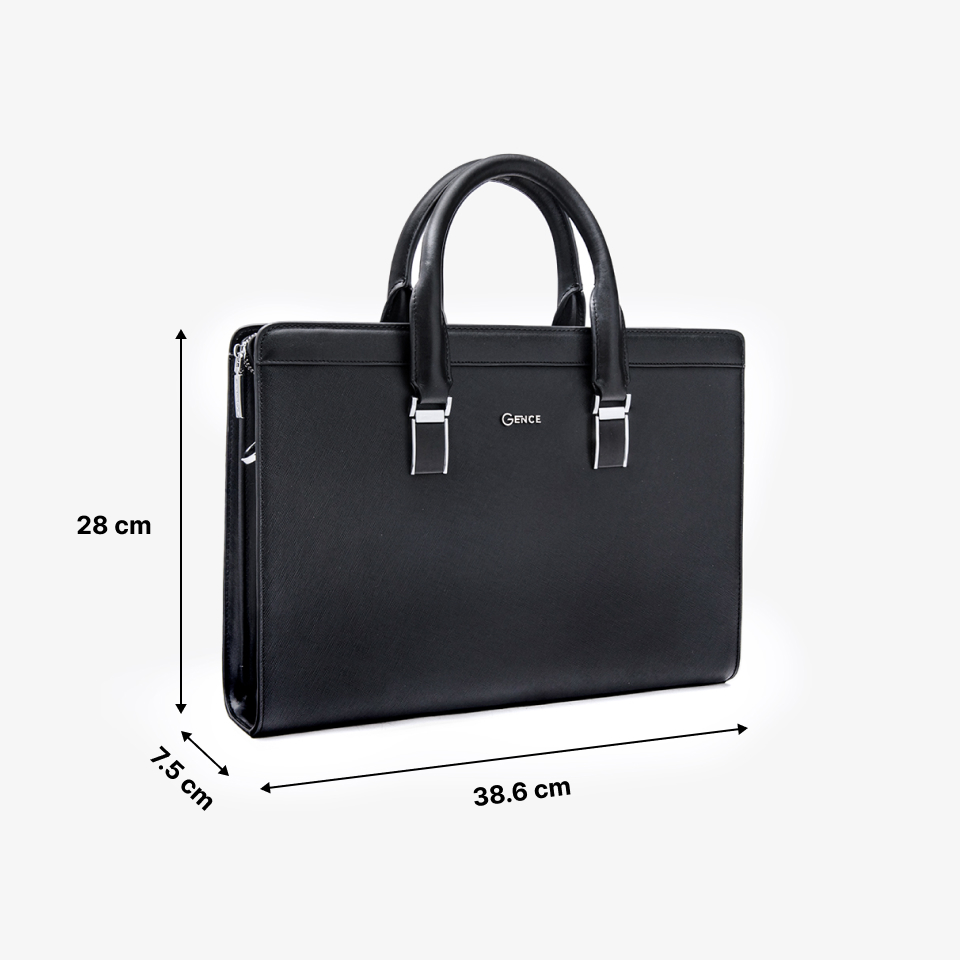Cặp Da Nam Túi Xách Đựng Laptop GENCE CDX11 Chất Liệu Da Bò Cao Cấp Màu Đen
