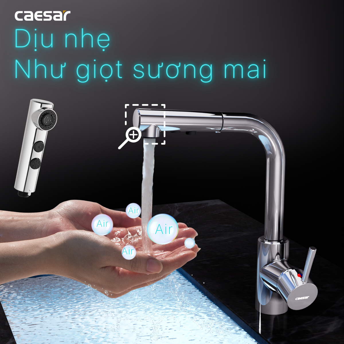 [Caesar] Vòi bếp nóng lạnh K915C