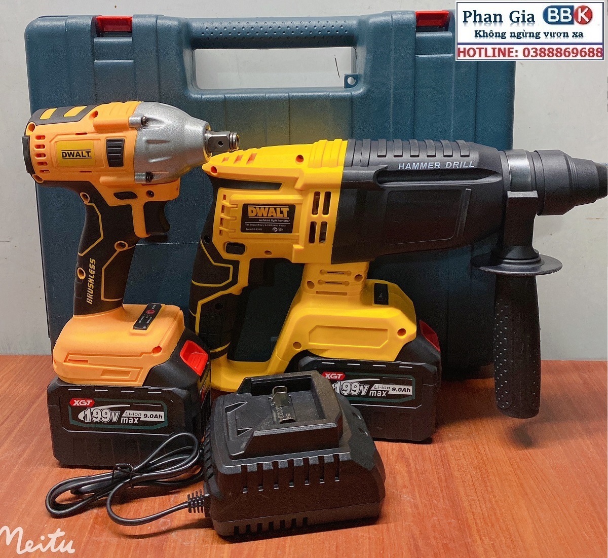 Bộ Combo Máy Khoan Đục Bê Tông Và Máy Siết Bulong - Bộ 2 Pin 15 Cell Động Cơ Từ Không Chổi Than - Bảo Hành 12 Tháng