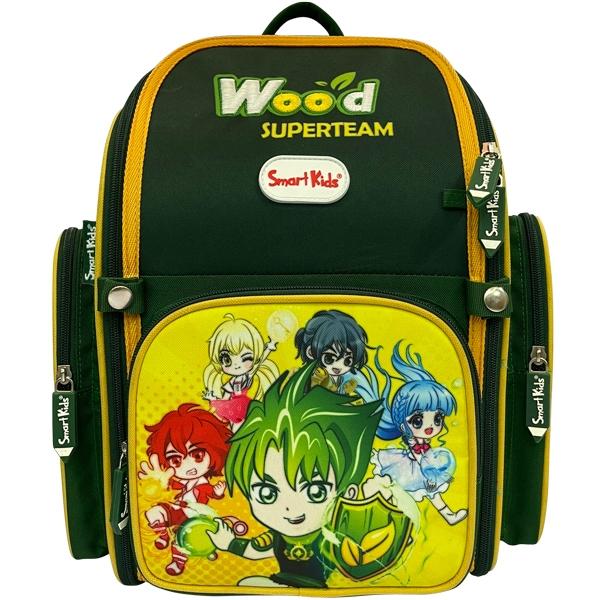 Ba Lô Học Sinh Chống Gù Smart Kids - Wood Super Team - Xanh Lá - B-010