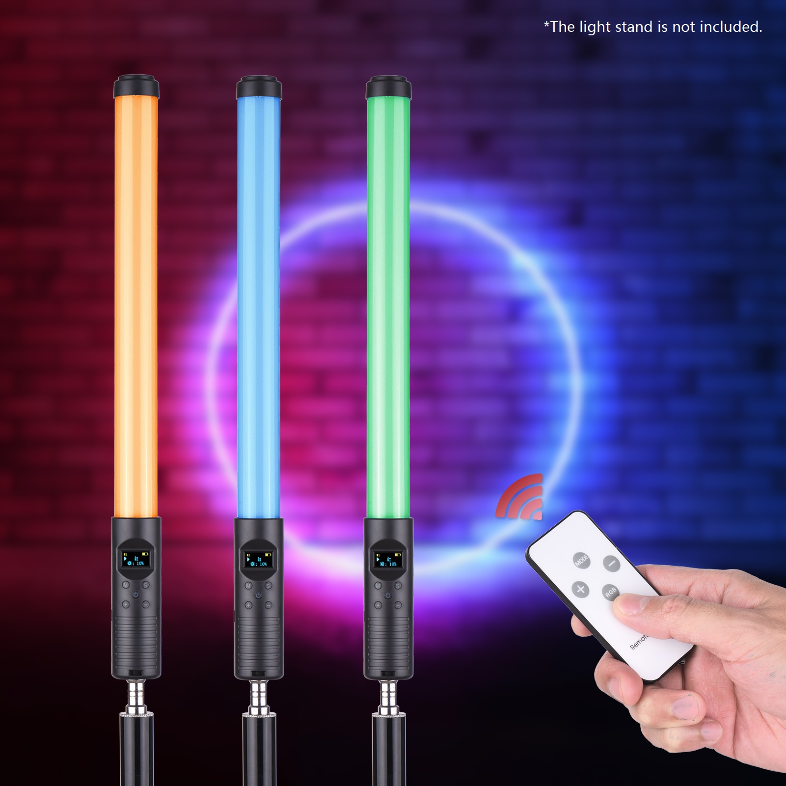 Đũa phép Đèn LED chụp ảnh Nhiệt độ hai màu 3000K-6500K Độ sáng có thể thay đổi 20W cầm tay RGB đầy màu sắc