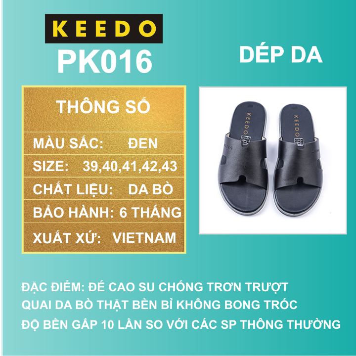 Dép da nam chữ H cao cấp KEEDO PK018