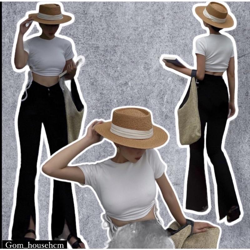 Jeans loe đen xẻ lai