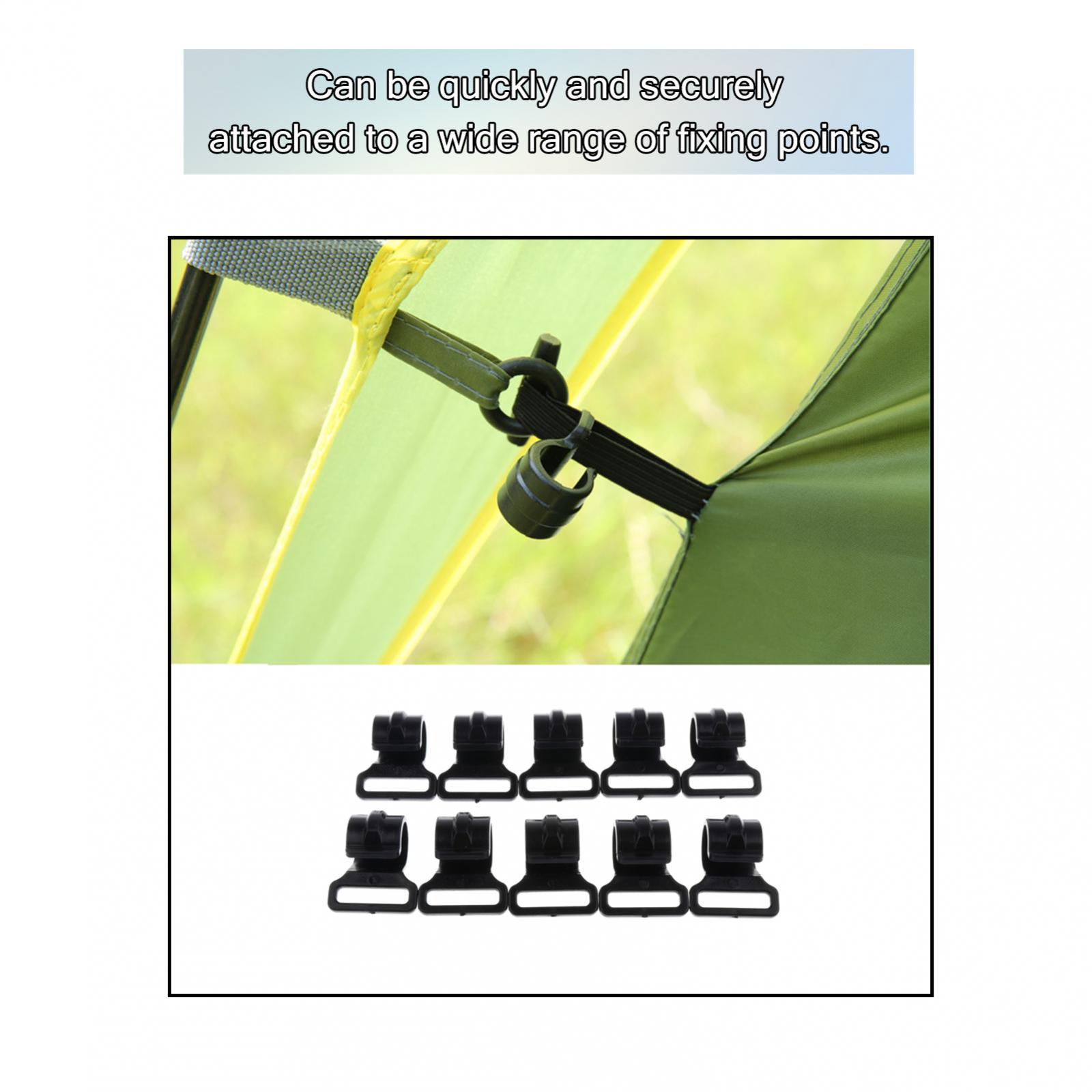 2x10pcs Camping Tent Clips Accessories Outdoor Tent Hook Clamp Black 2.5cm