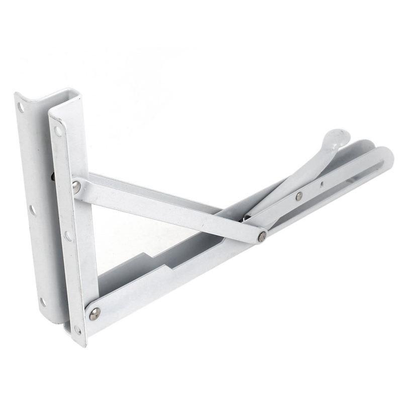 White Paint Metal Holder Bench Table Folding Shelf Bracket 29.5cmx15cm