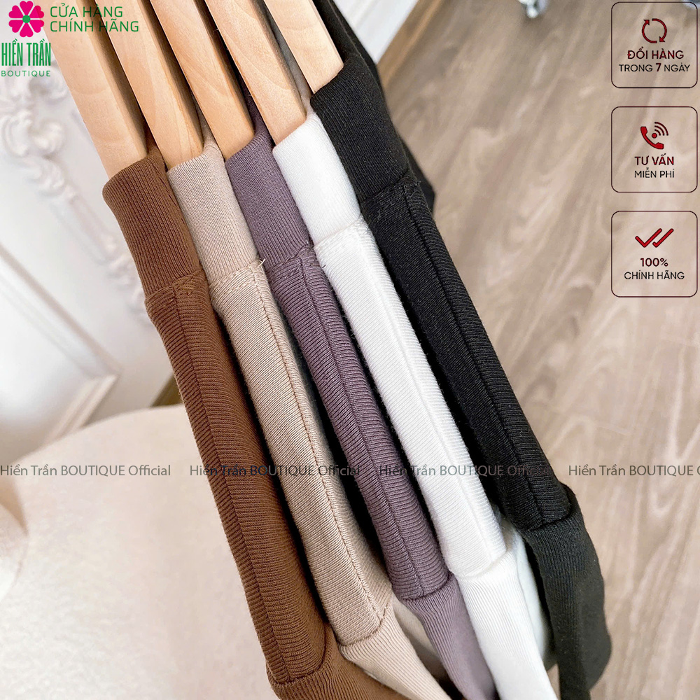 Áo giữ nhiệt nữ Hiền Trần BOUTIQUE cổ cao dài tay chất vải thun kiểu dáng ôm nhẹ phong cách thanh lịch