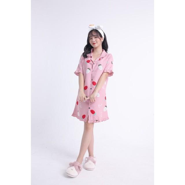 Mẫu mới về Váy ngủ Pijama cực hot hit cổ phối bèo xinh xắn