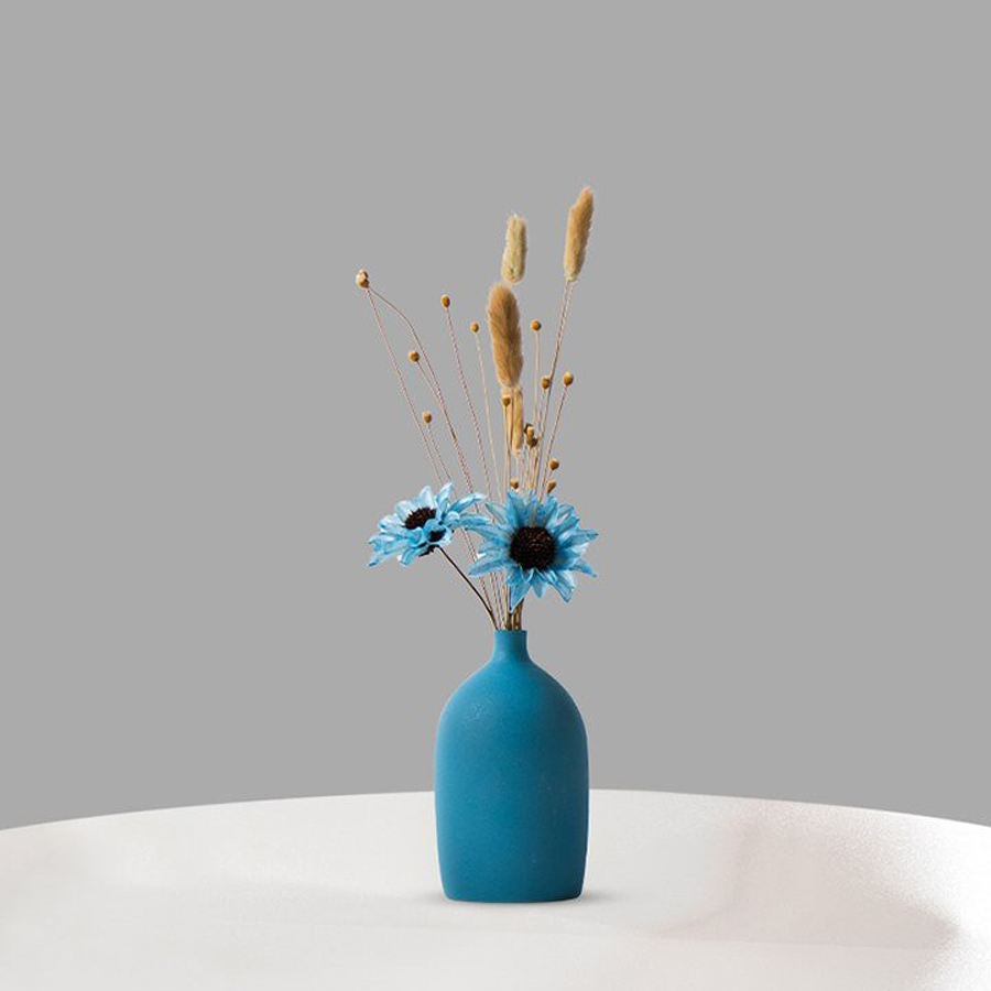 [Tặng kèm hoa] Bình hoa gốm nhiều màu độc đáo decor bàn làm việc đẹp - Bình bông, Lọ hoa gốm nhỏ gọn xinh xắn trang trí phòng khách