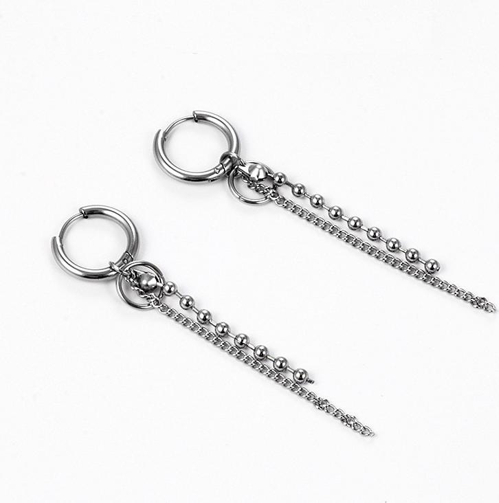 Đôi bông tai Hàn Quốc xích dài mix cùng chuỗi bi cực cool