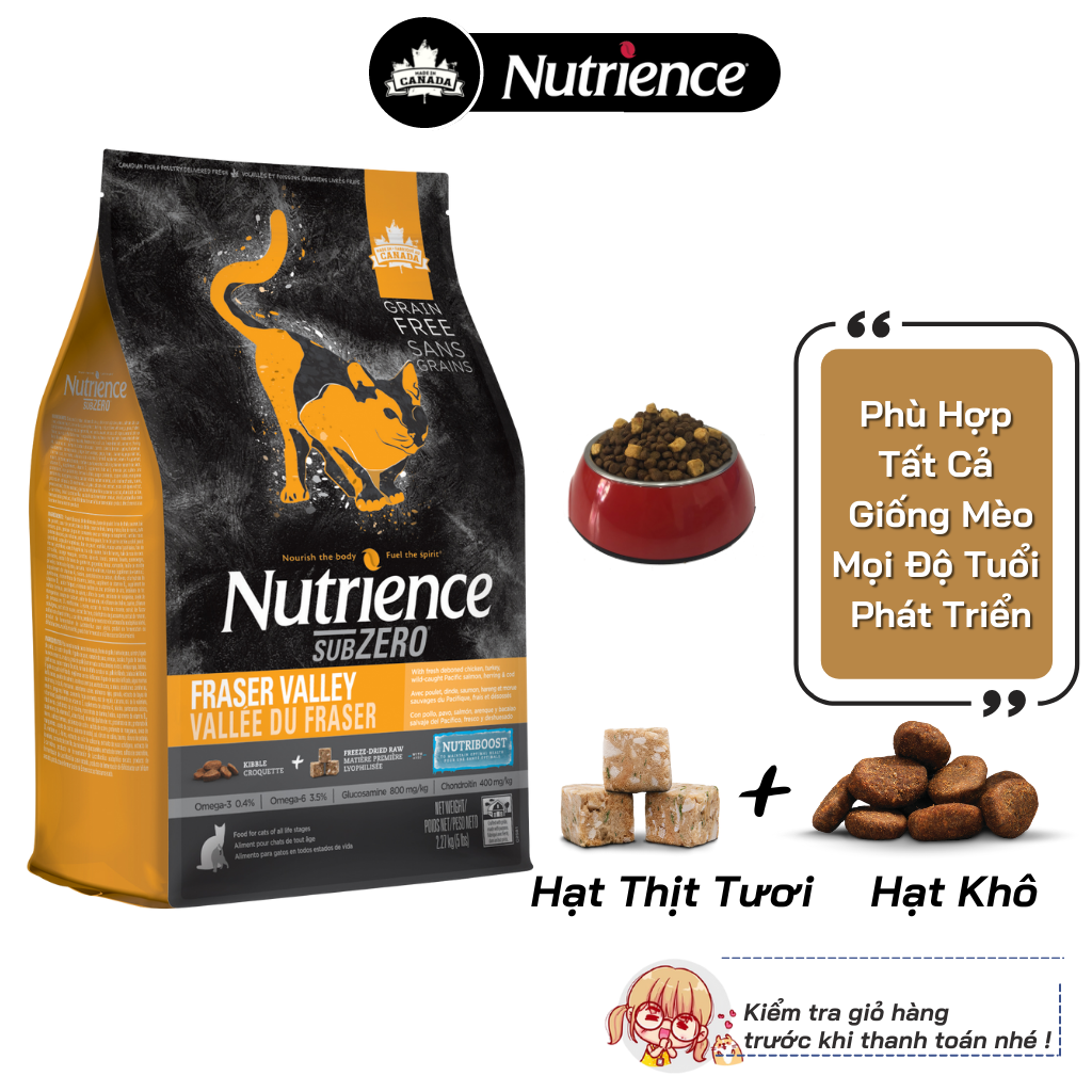 Thức Ăn Hạt Cho Mèo Ba Tư Nutrience Subzero Bao 5kg  - Thịt Gà, Cá Hồi, Rau Củ Quả, Trái Cây Tự Nhiên