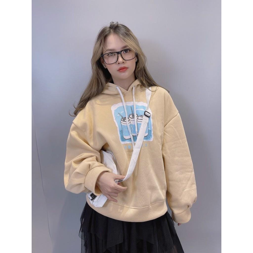 Áo khoác nam nữ nỉ ngoại hoodie tay bí 3 lon nước ngọt Happy