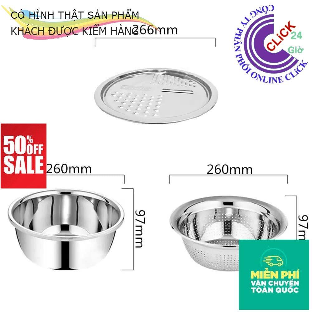 Bộ Thau Rổ Bào Thái Cắt Rau Củ Inox Không Gỉ 3 Trong 1 - Hàng Cao Cấp