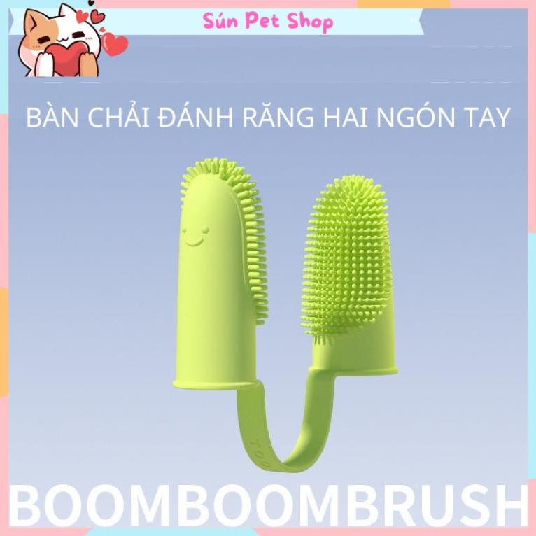 Bàn chải đánh răng cho chó mèo - Bàn chải xỏ ngón bằng silicone mềm tiện dụng