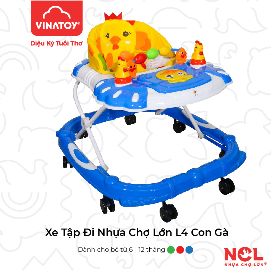 Xe Tập Đi Nhựa Chợ Lớn L4 Con Gà (Không nhạc) Dành Cho Bé Từ 6 đến 12 Tháng - M1726B-XTĐ