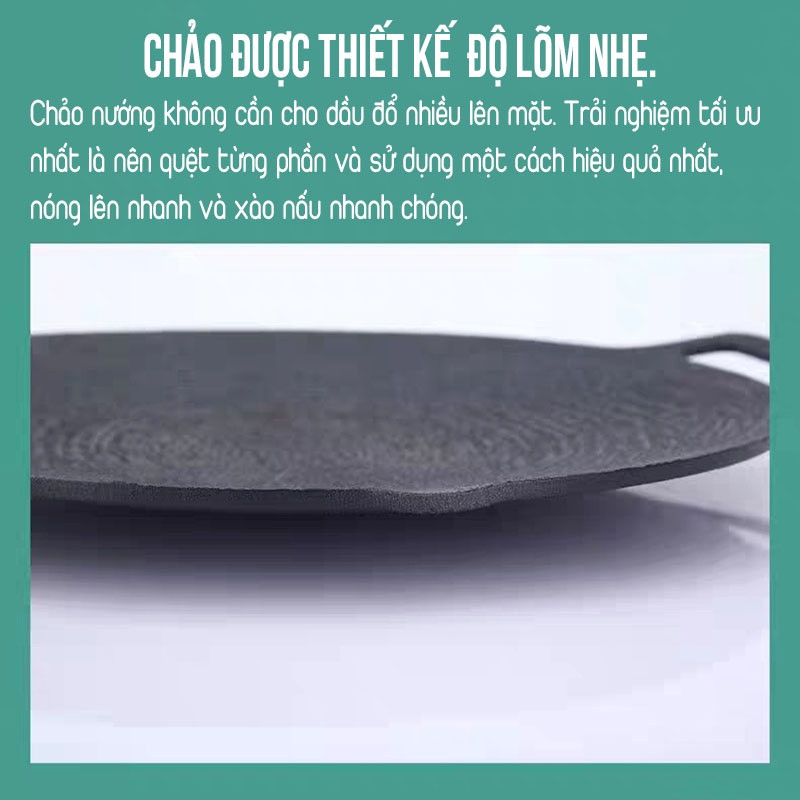 Chảo Nướng Hàn Quốc - Nướng Thịt, BBQ -  Chảo Đa Năng, Chống Dính Và Chống Gỉ Chắc Chắn - Thích Hợp Với Mọi Loại Bếp