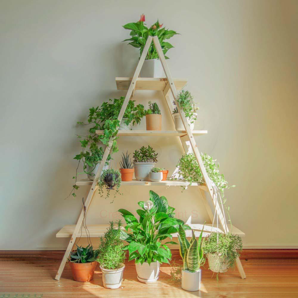 Kệ 2 Thang Tam Giác/ Kệ Gỗ Thông Để Cây, Trang Trí Nhà Cửa+++Trọng Lượng Nhẹ Dễ Lắp