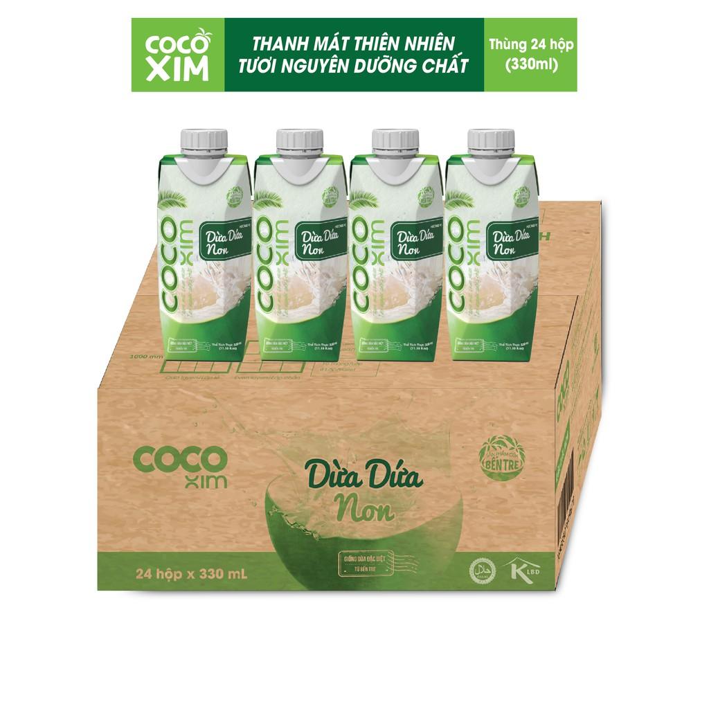 01 Thùng/ 24 Hộp Nước dừa tươi đóng hộp từ 100% dừa dứa non nguyên chất COCOXIM 330ml