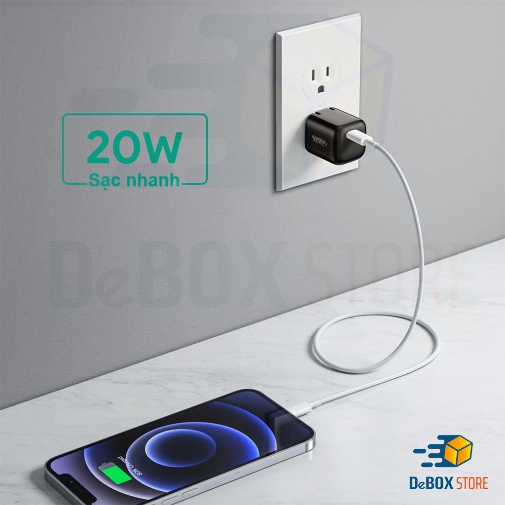 Cốc Sạc Nhanh 20W Omnia Aukey PA-B1 Pro Công nghệ GAN 2 Trong 1 PD 20W + Sạc nhanh 18W - Hàng Chính Hãng