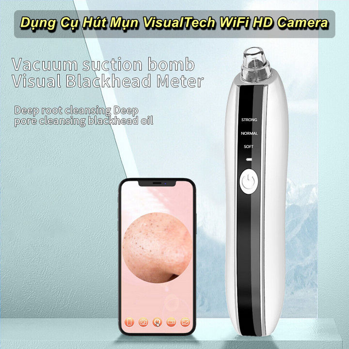 Dụng Cụ Hút Mụn Cám Mụn Đầu Đen VisualTech WiFi HD Có Camera hiển thị