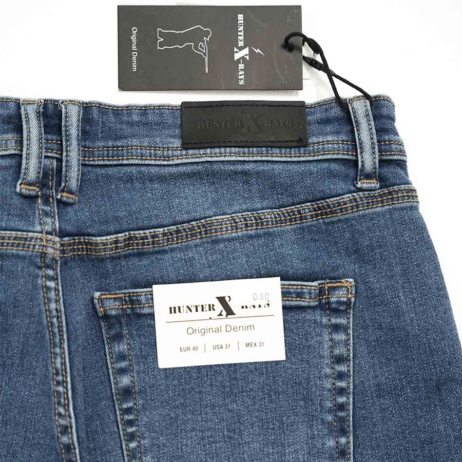 Quần Short Jeans Nam Cao Cấp HUNTER X-RAYS Form Slimfit Màu Xanh Biển S30