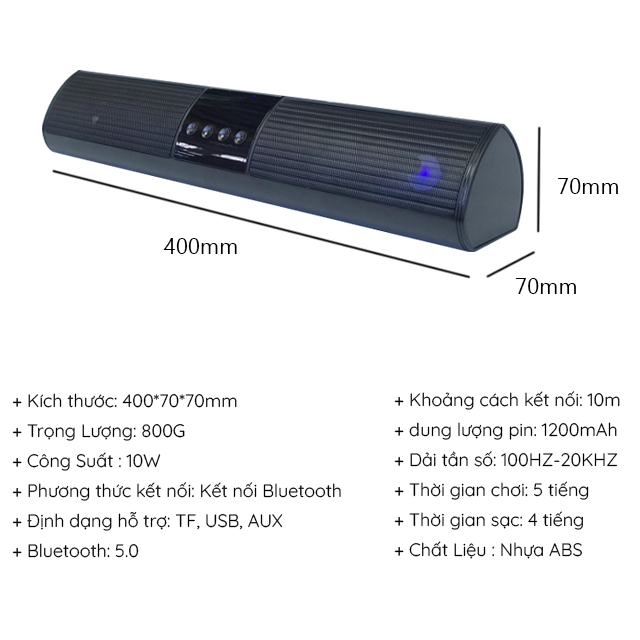 Loa Thanh Bluetooth Gaming Soundbar A2 Để Bàn Công Suất Lớn Dùng Cho Máy Vi Tính PC, Laptop, Tivi - Có Đèn Led RGB + Tặng tai nghe chụp tai CT770 màu ngẫu nhiên