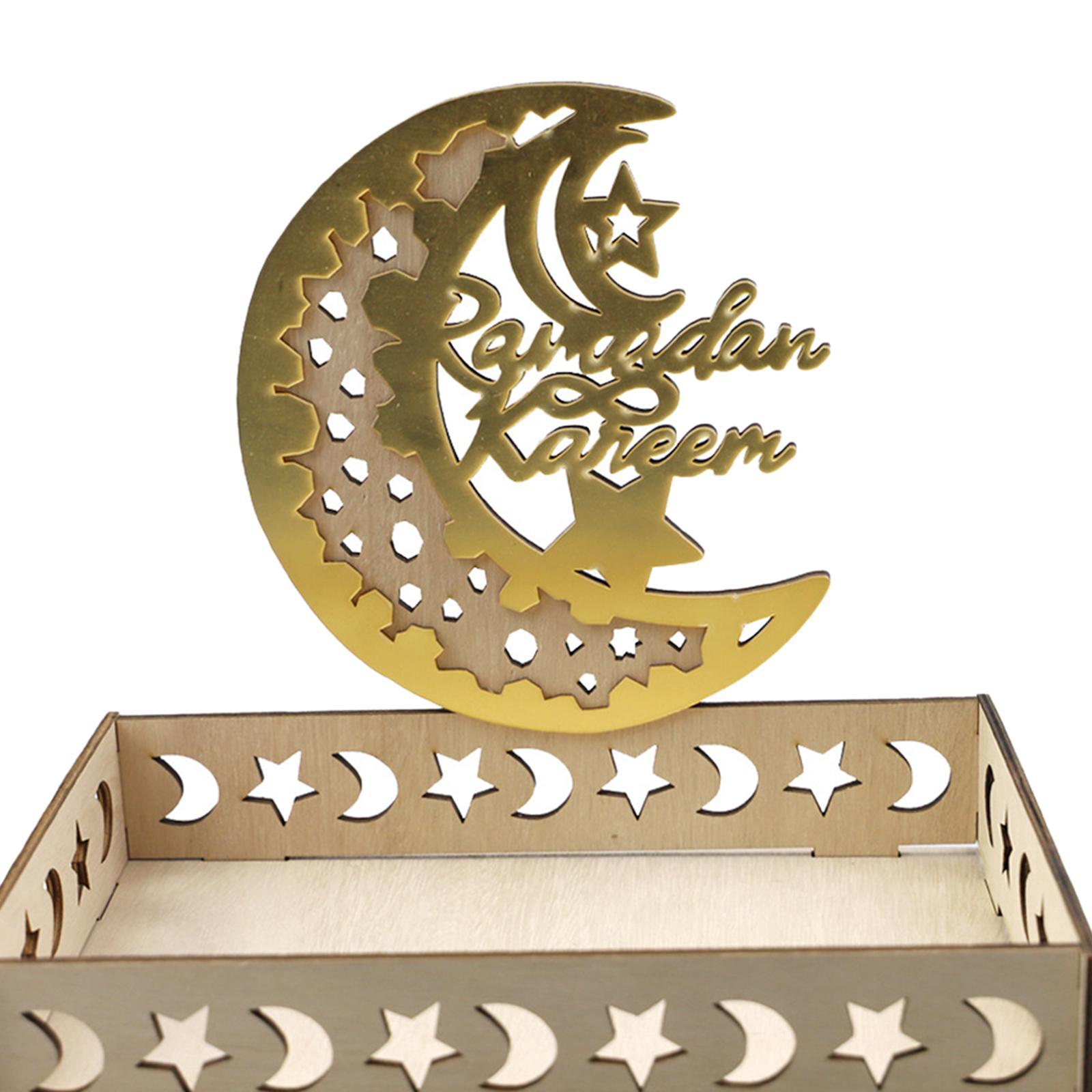 Ramadan Wooden Tray Eid Plates for Home,Eid Mubarak Tableware Tray Ramadan Decorations for Table Wooden Tray Dessert Display Holder for Ramadan Table