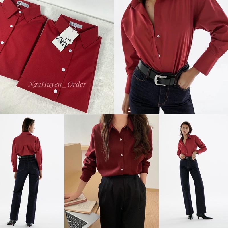 Sơ mi Đỏ Đô Đỏ Noel highfashion chất dày áo dài tay form rộng