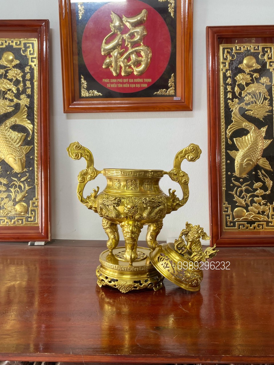Quả Lư đỉnh đồng vàng cao 50cm
