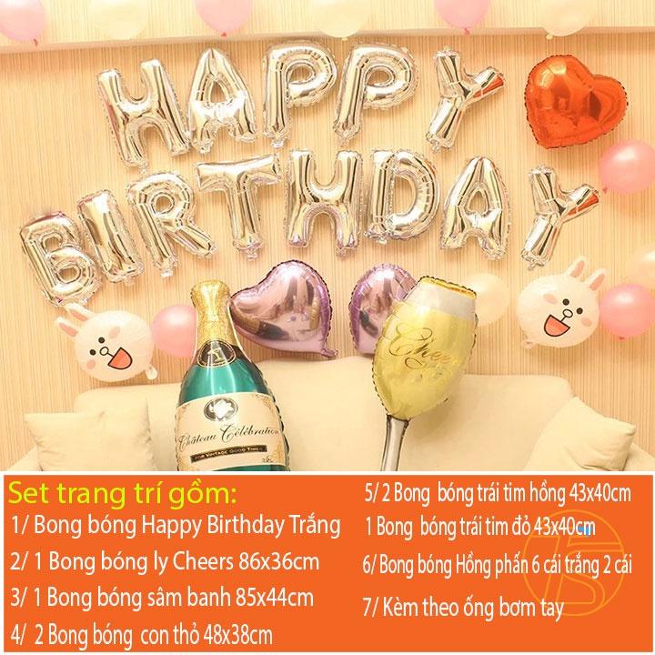 Set Bong Bóng Sinh Nhật Tiệc Tùng Kèm Ống Bơm KG-6607 - Phụ Kiện Trang Trí Happy Birthday, Thôi Nôi, Kỷ Niệm