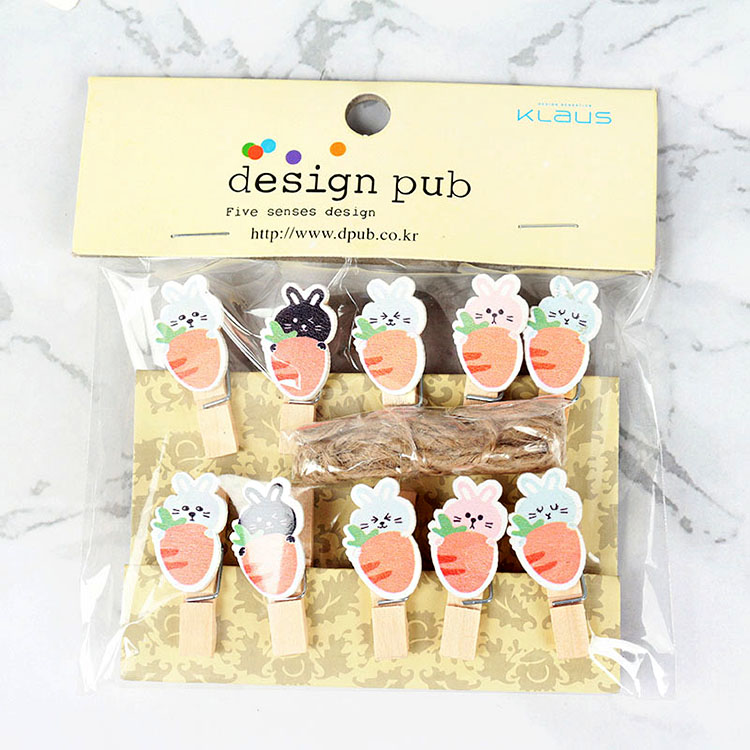 Set 10 Cái Kẹp Gỗ Sơn Design Pub hình Thỏ Carrot