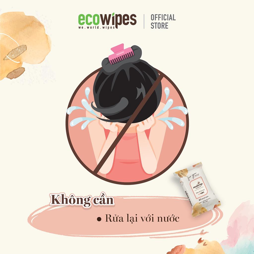 Khăn ướt tẩy trang Makeup Remover Ecowipes gói 25 tờ làm sạch lớp trang điểm nhanh chóng dễ dàng mang đi ra ngoài