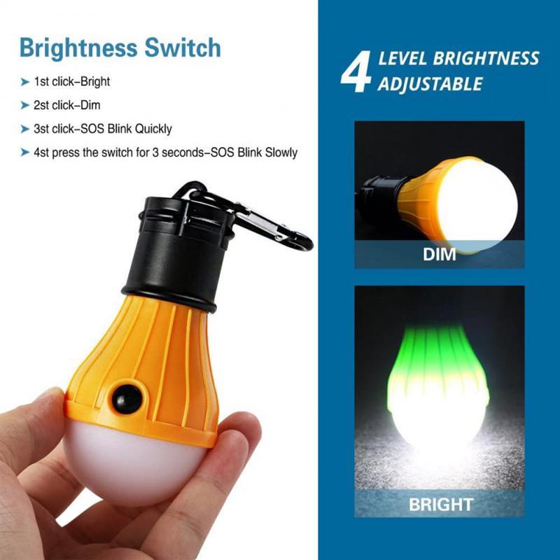 LED Tent Hanging Lamp 4 Modes Outdoor SOS Emergency Carabiner Bulb Light Emergency Light Lantern Hiking Energy Saving Lamp