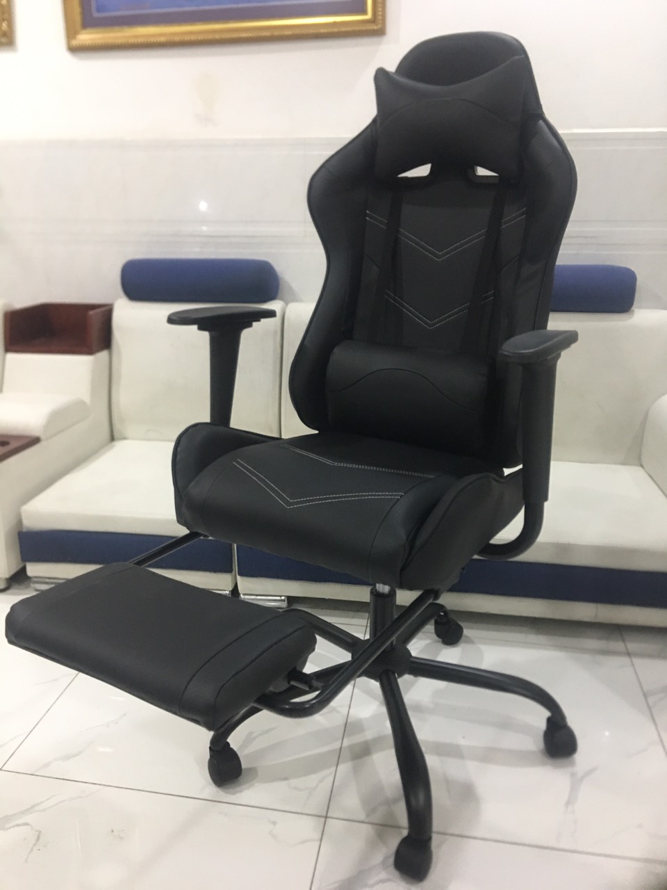 Ghế Văn Phòng Ghế Gaming Cho Game Thủ Chân Xoay Ngả Lưng Thư Giãn Có Chân Gác MA007-U4