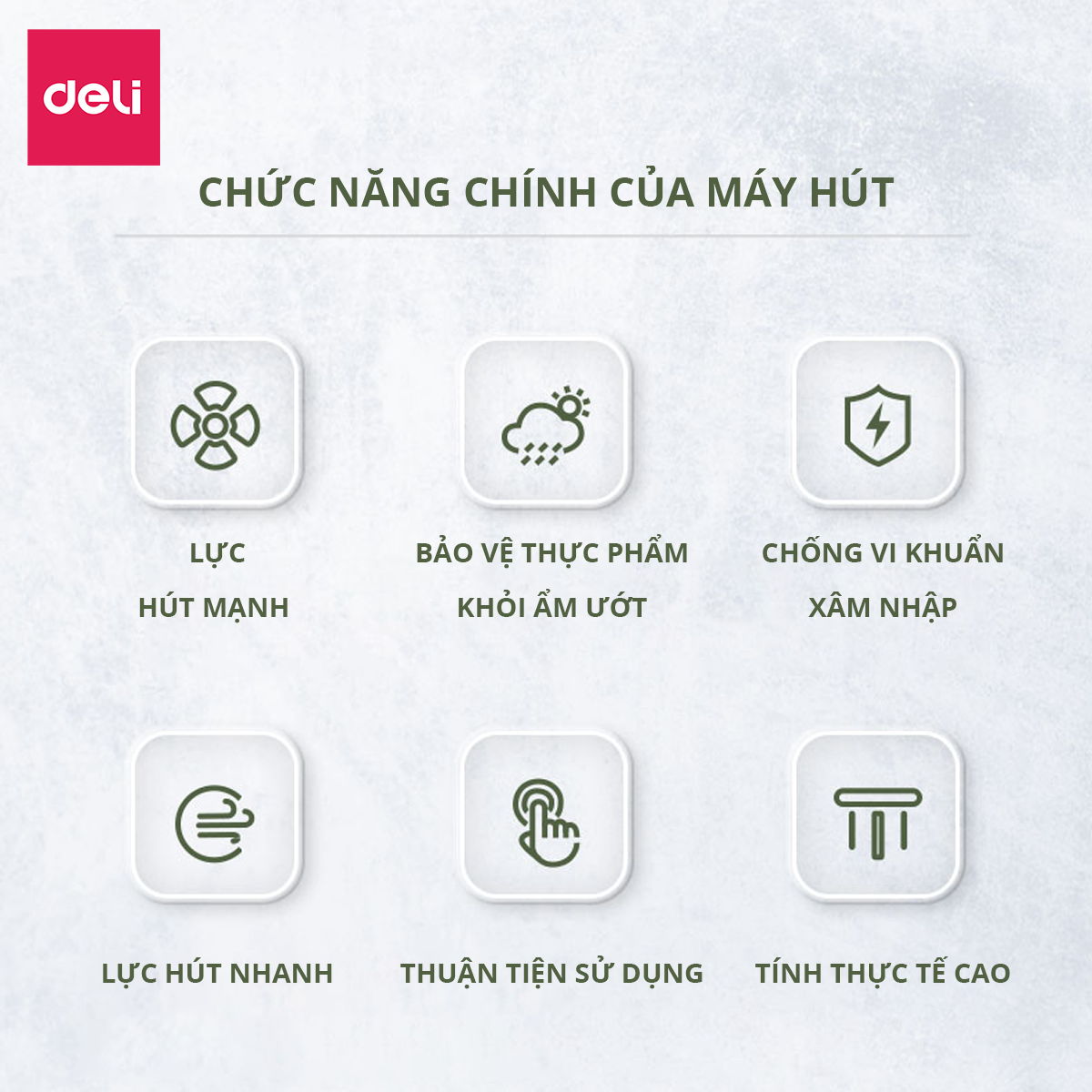 Máy hút chân không túi nhám hàn miệng túi bảo quản thực phẩm dồ dùng Deli - Hàng chính hãng - 14898