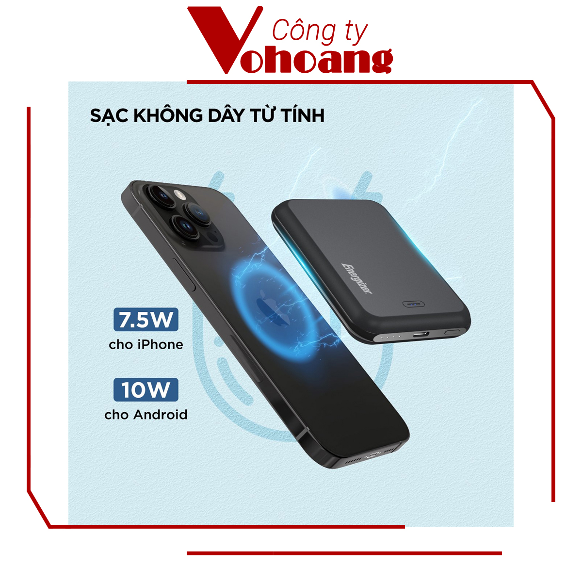 [Mỹ] Sạc dự phòng Energizer QM5000 mini Sạc nam châm từ tính Dung lượng 5000mAh - Hàng chính hãng