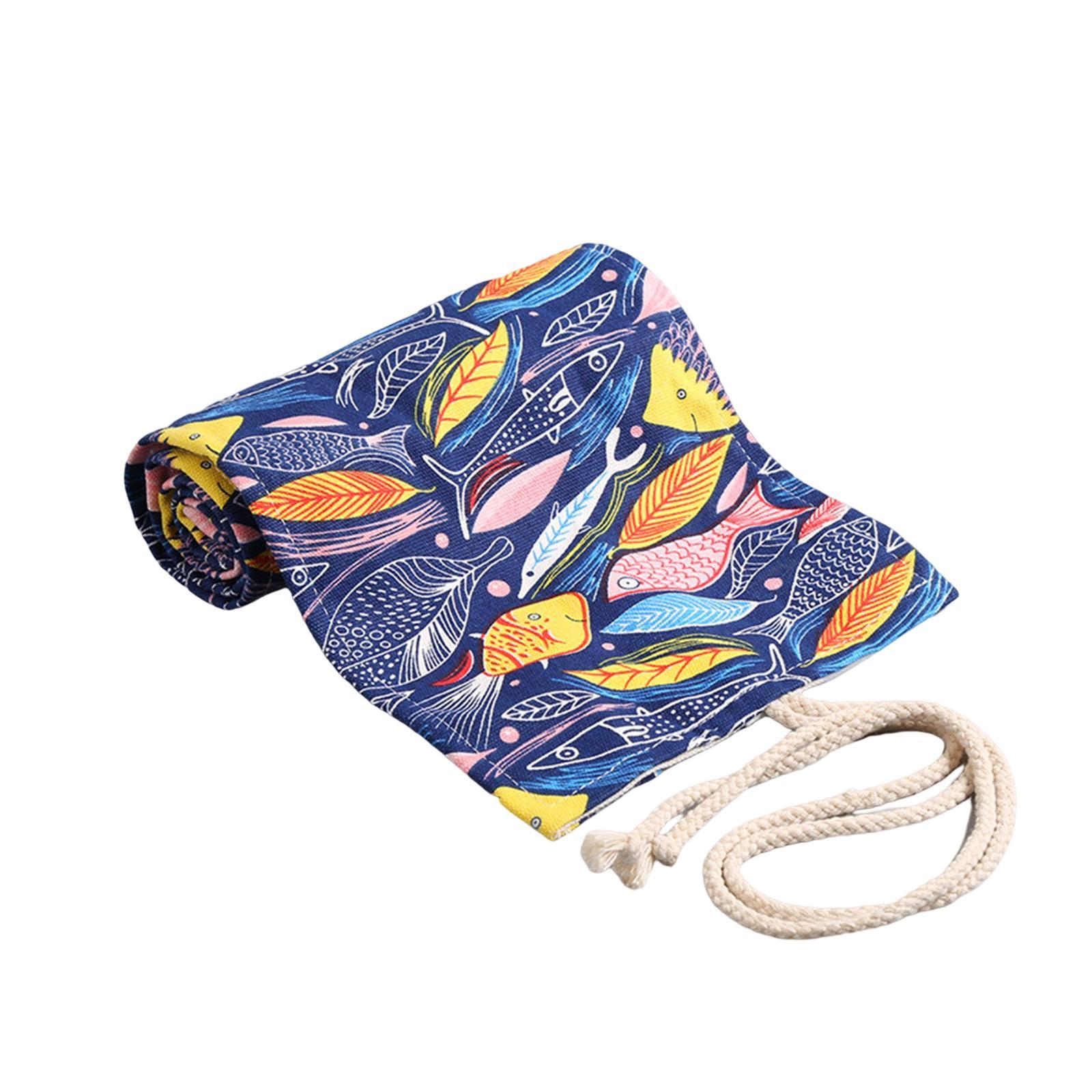 Canvas Pencil Wrap Adult Coloring Pencil Holder Colored Pencils Organizer
