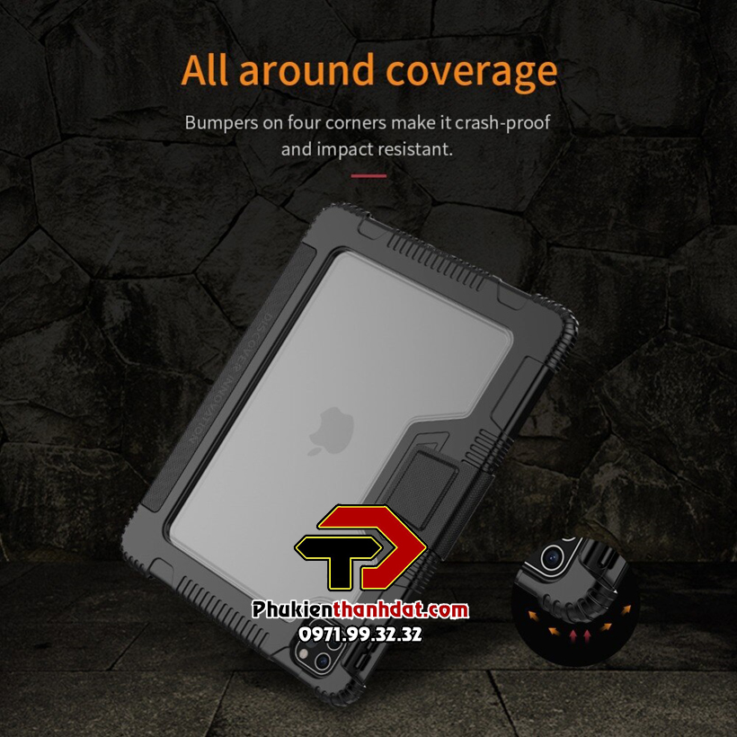 Bao da chống sốc cho iPad Pro 11 2022 M2 chính hãng Nillkin Bumper có ngăn đựng bút - Hàng chính hãng