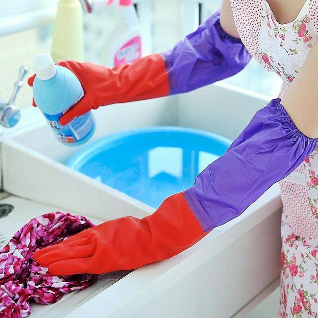 Găng tay cao su lót nỉ dùng rửa bát, giặt giũ
