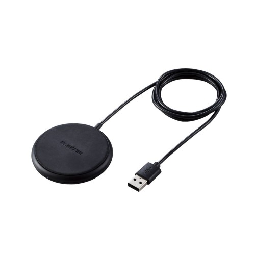 Bộ sạc không dây Elecom W-QA16BK chuẩn Qi tích hợp cáp 1m - Hàng Chính Hãng