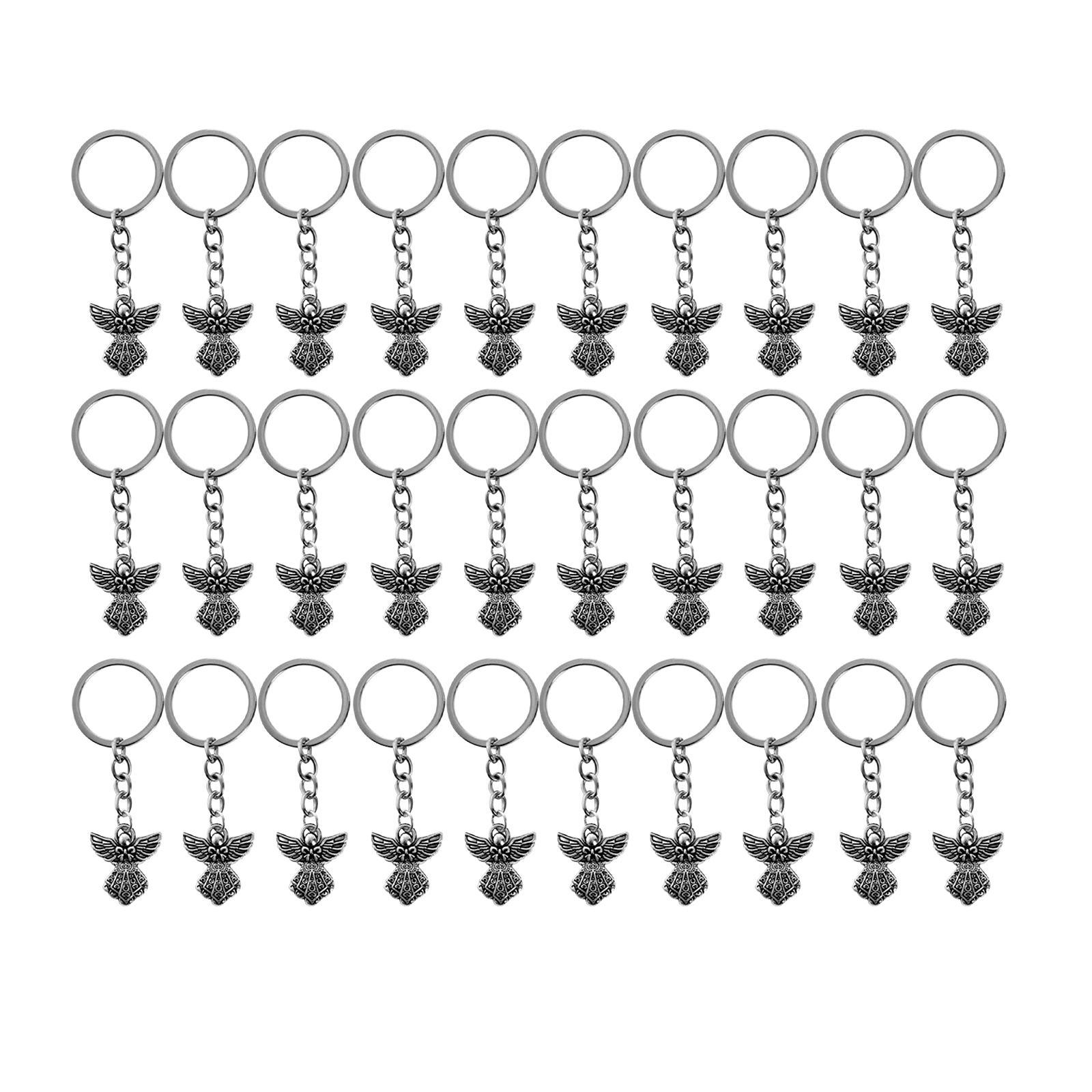 30Pack Angel Keychain Charm Pendant Vintage Key Chain for Wedding Party Favors